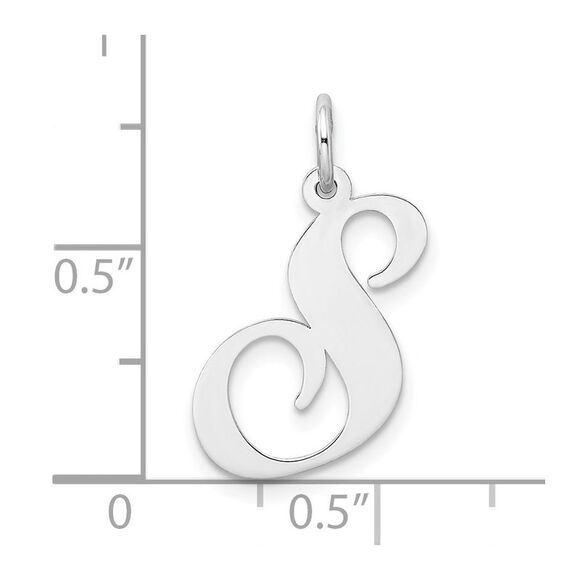 Sterling Silver, Ella Collection, LG Fancy Script Initial S Pendant - Picture 4 of 5